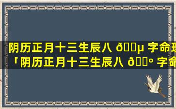 阴历正月十三生辰八 🌵 字命理「阴历正月十三生辰八 🌺 字命理是什么」